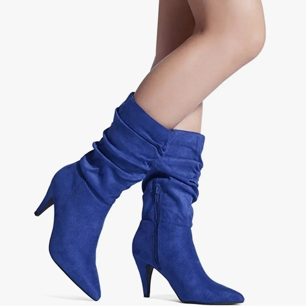DREAM  PAIRS Women's High Heel Mid Calf Boots